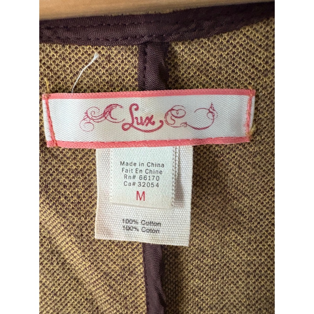 Vintage Lux Yellow Herringbone Button Front Vest Size M - Picture 3 of 5